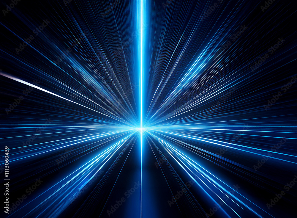 Aufkleber abstract image depicting a vibrant blue light beam emanating from a central point, creating a dynami