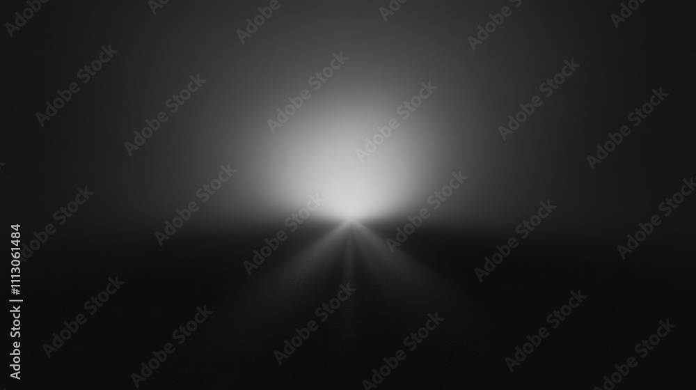 Poster a minimalistic light source emerging from darkness, creating a sense of depth and mystery.