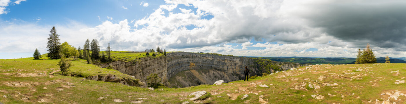 Majestic Panoramic View of Creux du Van in Neuchatel, Switzerland