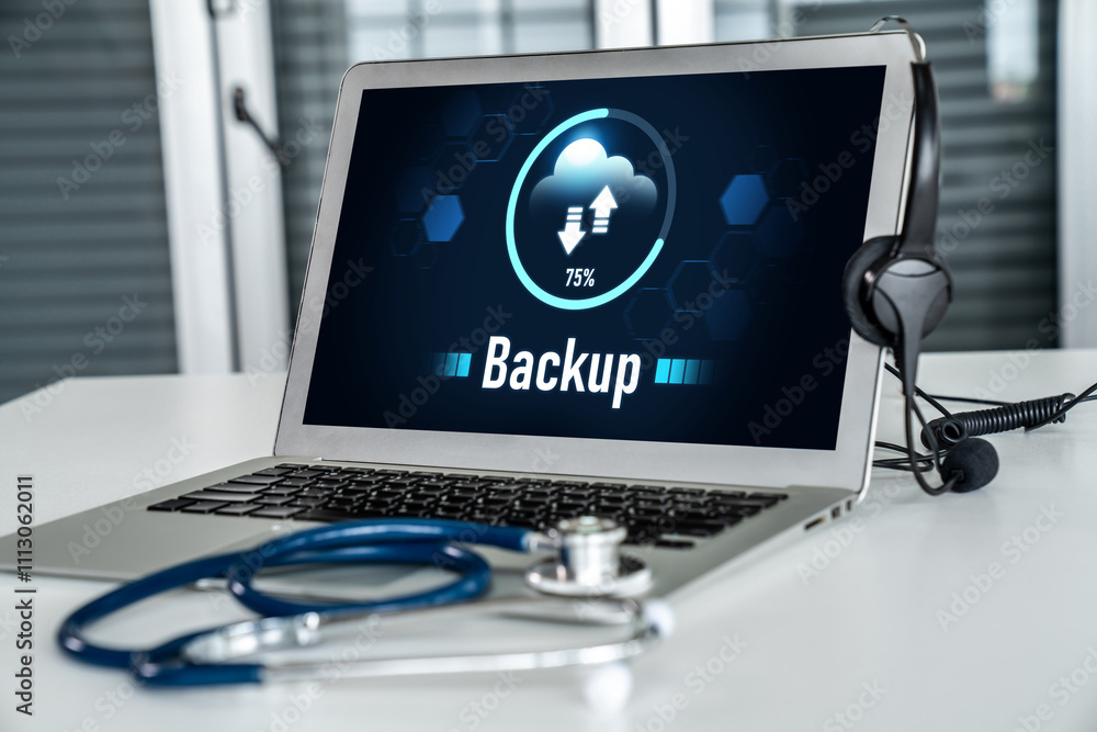 Poster backup storage data internet technology business concept. database storage cloud technology file dat