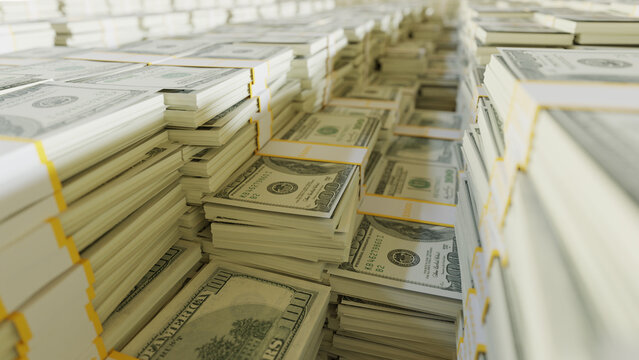 Dollars inside a bank 