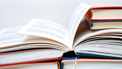 Closeup of books isolated with white highlights, png