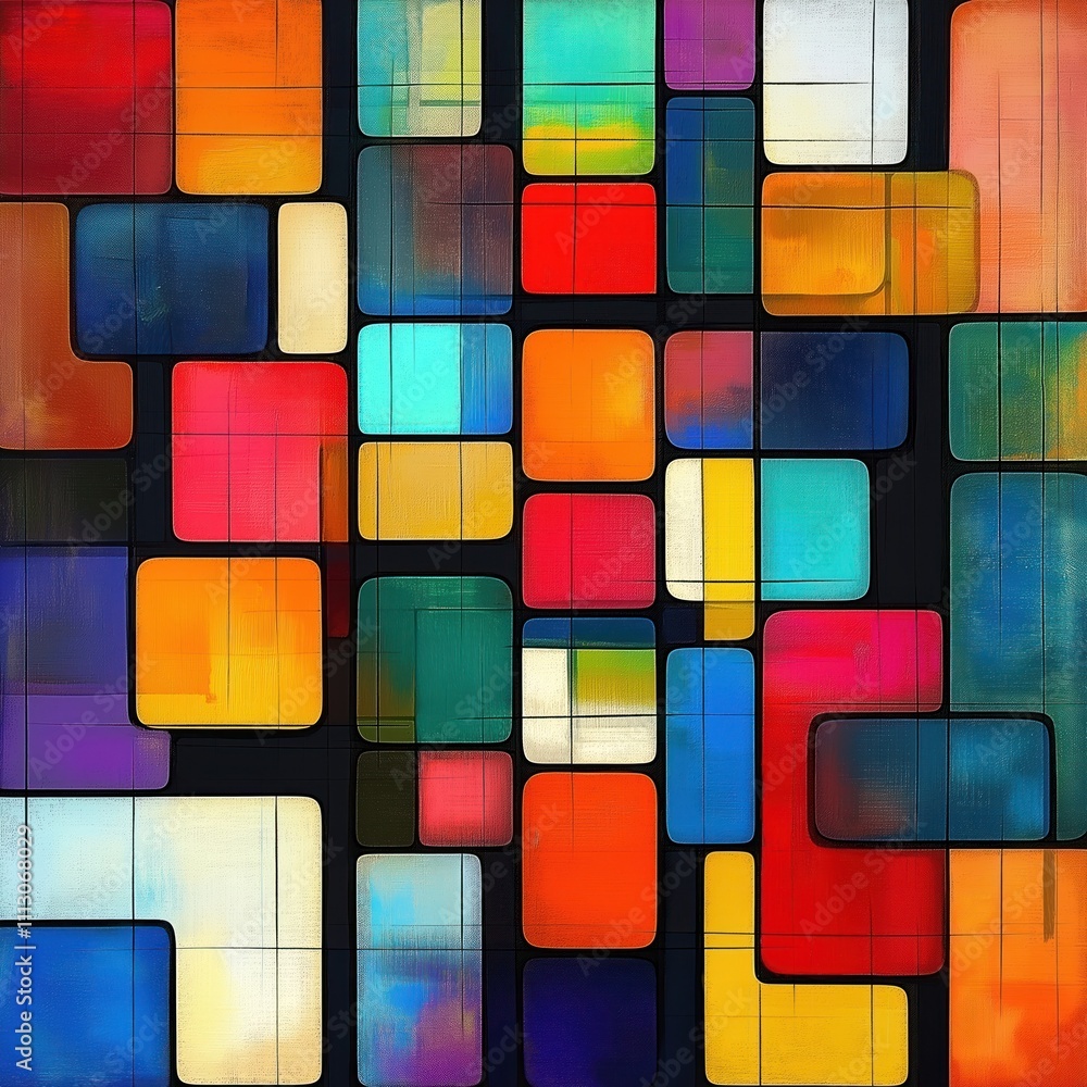 Poster abstract modern art design with vibrant colors. geometric shapes create dynamic composition. colorfu