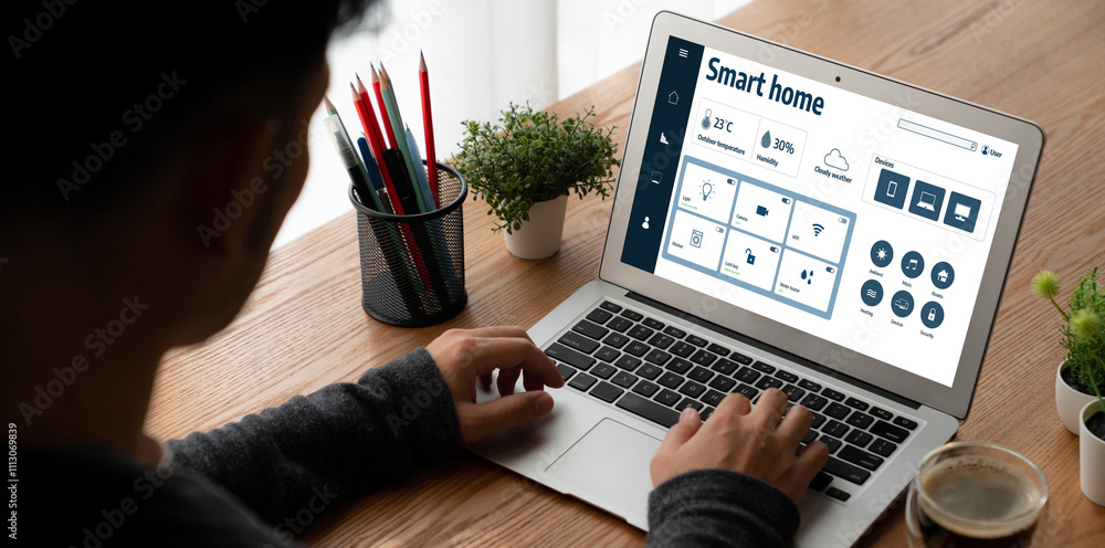 Poster smart home technology, centric remote control system with digital dashboard for air conditioning, sa