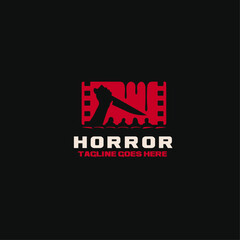 Horror movie logo flat vector design