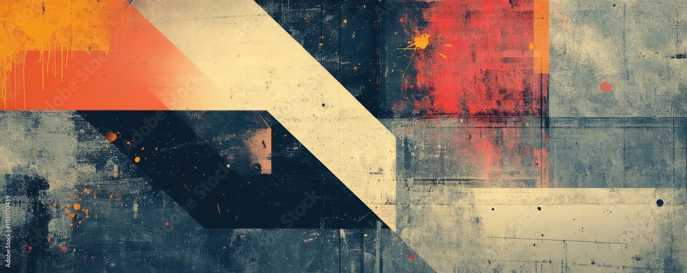 Poster an abstract geometric shape distorted by glitches and noise. an overlay texture of a defect with a t