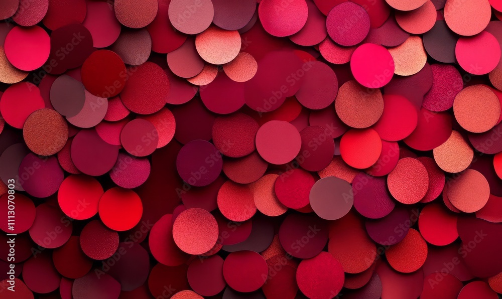 Poster background comprises circles of varying sizes and shades of the same color