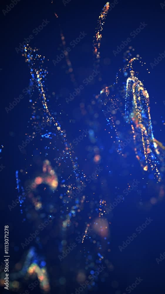 Aufkleber blue and golden particle stream. digital data flow. creative abstract background. dynamic pattern wi