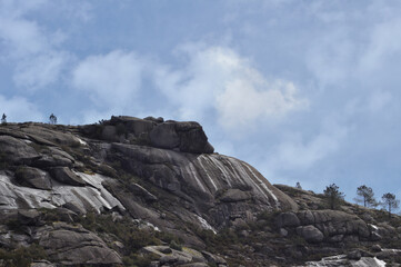 Wet rocky coastline of the Gerês mountain in the north of Portugal in spring time