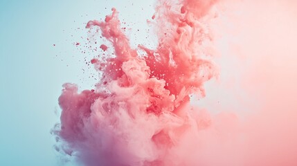 Abstract pink and white smoke cloud on a pastel gradient