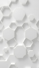 Abstract background, hexagons in different heights, top view, white, 3D rendering isolated with white highlights, png