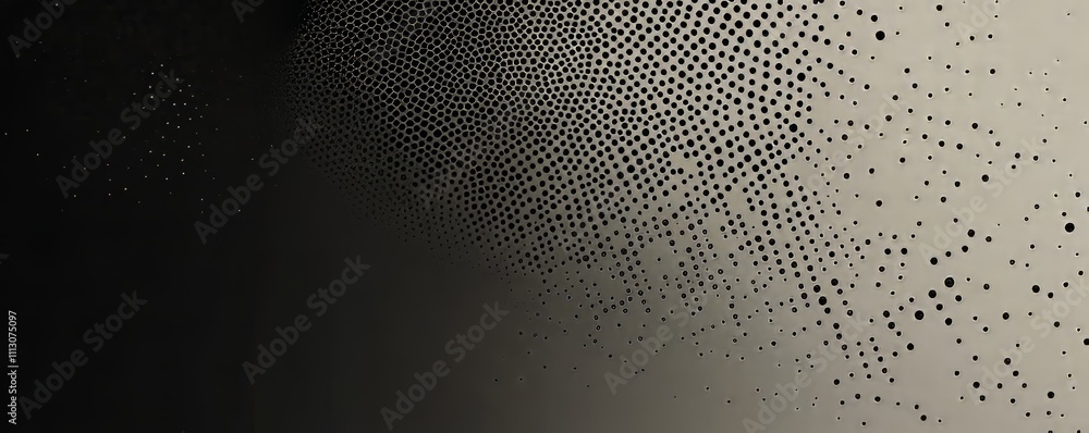 Poster modern background with dots that are dotted in random order on a gradient pattern. black noise stipp