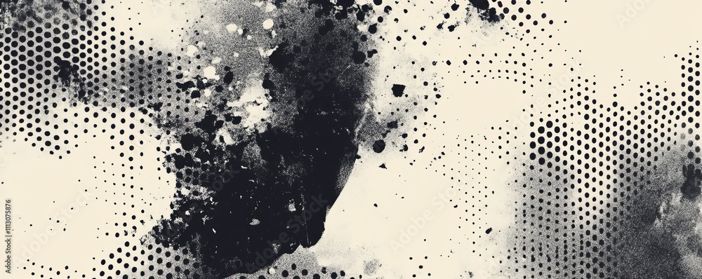 Poster embossed halftone dots as part of a grunge dotted background. modern graphic design template for bus