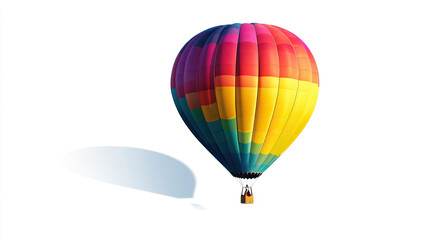 Fototapeta premium A vibrant and colorful hot air balloon soars high in a clear blue sky, creating a stunning visual