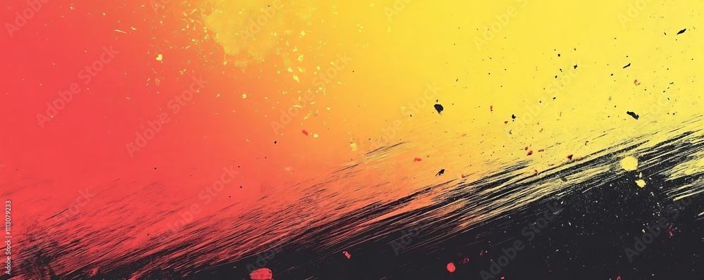 Poster grainy gradient background with red yellow black abstract banner header design
