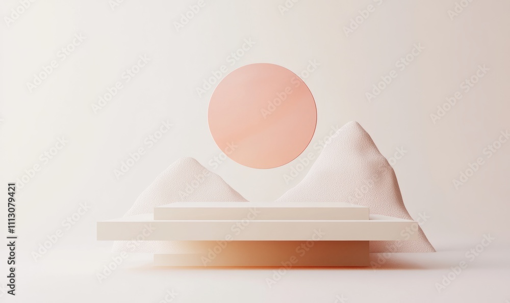 Poster website mockup with a soft drop shadow on a neutral background,