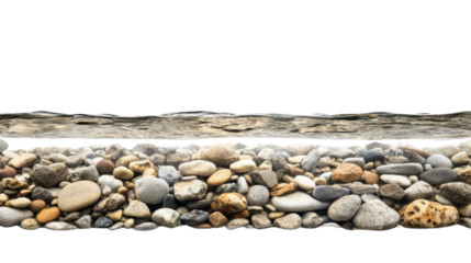 Round stones beneath water surface transparent background