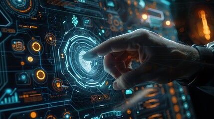 "Futuristic Biometric Authentication Technology Concept Showcasing Advanced Security Measures, Facial Recognition, and Identity Verification Systems for Secure Digital Transactions and Privacy Protect