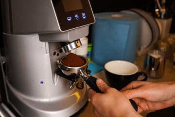 Grounds are dispensed cleanly, minimizing mess and maintaining an efficient workflow.