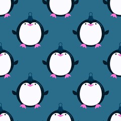 Christmas animals seamless penguin pattern for wrapping paper and fabrics