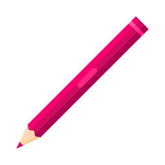 Pink colored pencil sharpened with a sleek design. School supplies, stationery, drawing, sketching, writing tool concept. Flat vector illustration isolated on a white background with copy space	