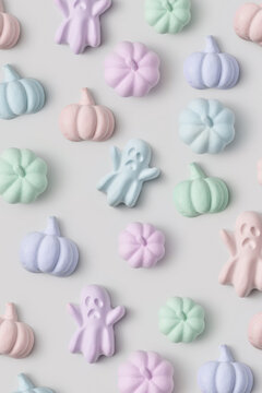 Seamless pattern with multicoloured soft candies with halloween theme
