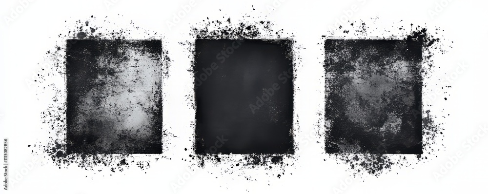 Poster modern grunge frames isolated on white background they have rough scratched edges like vintage old t