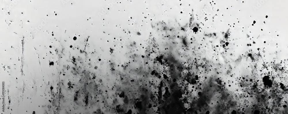 Poster overlay of gradient halftones with a monochrome abstract splattered background.