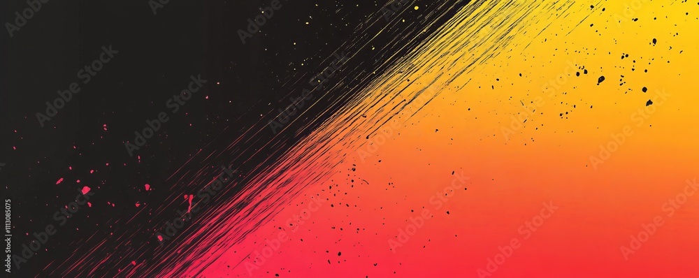 Poster grainy gradient background with red yellow black abstract banner header design
