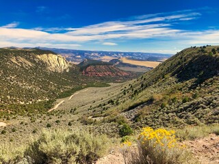 Looking Down on Echo Park Road and Beyond from Dinosaur National Monument Utah.