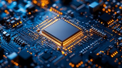 Fototapeta premium Central Processing Unit Integrated Circuit Board Technology