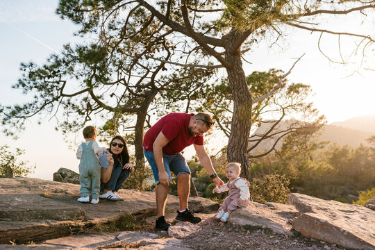 Father and Baby Exploring Nature