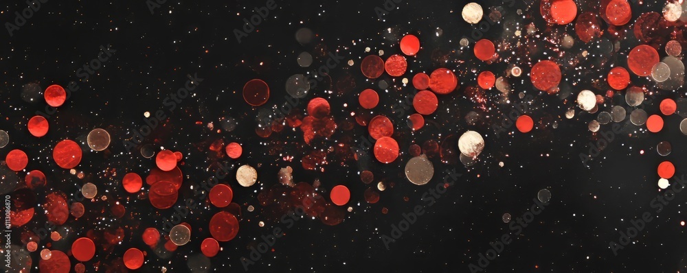 Wall mural love the bokeh sparkle confetti textured layout with the abstract red glitter on a black background.