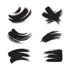 Silhouette Set of Brush Strokes vector