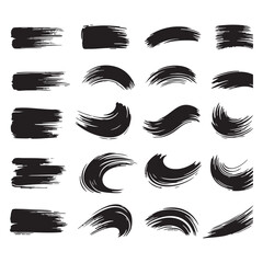 Silhouette Set of Brush Strokes vector