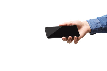 Male hand giving a smartphone