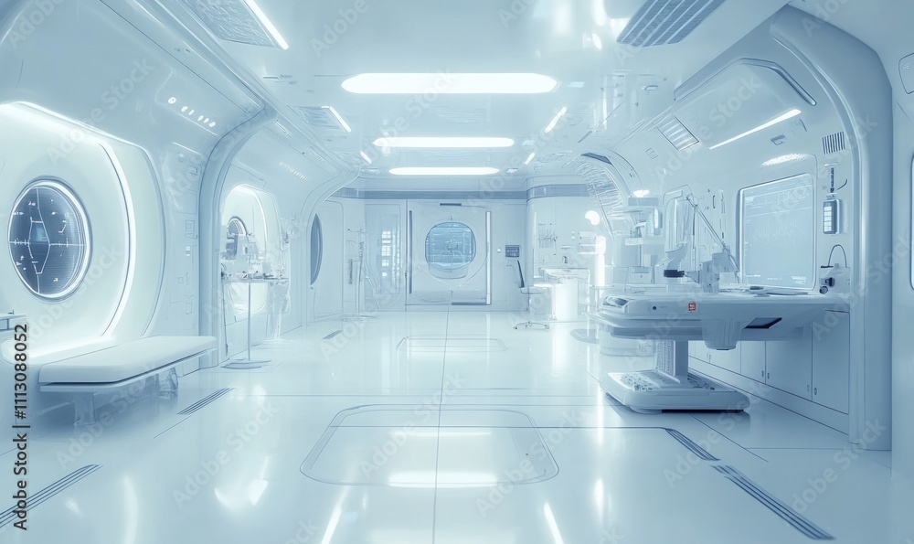 Poster mix of hyper futuristic architecture interior, focus on science and laboratory.
