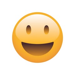 Fototapeta premium A large yellow emoticon displays a wide happy grin
