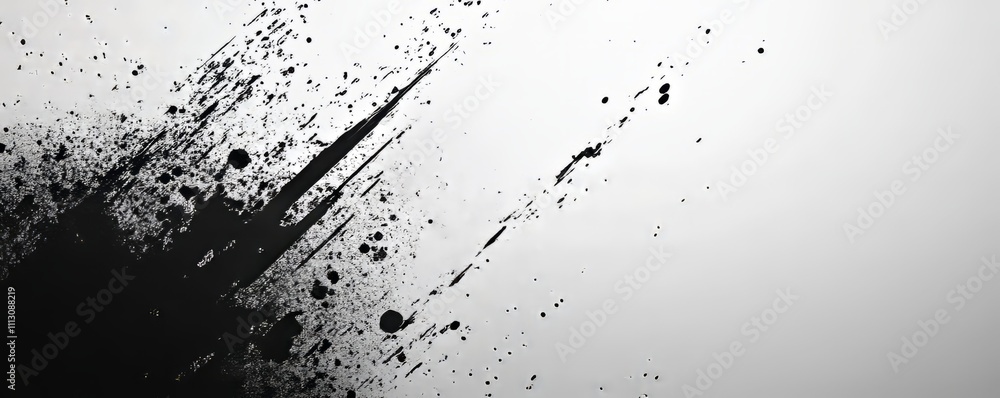 Poster overlay of gradient halftones with a monochrome abstract splattered background.