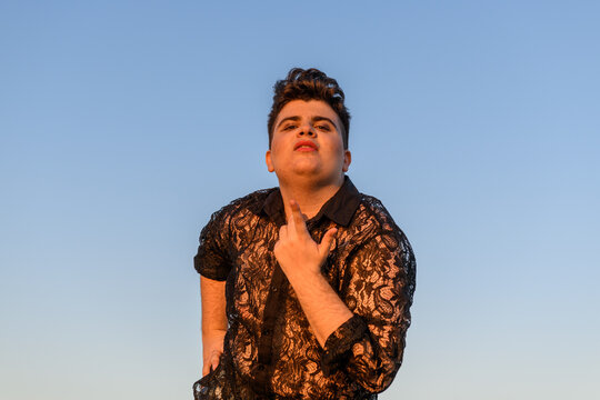 Expressive portrait of glamour non-binary person 