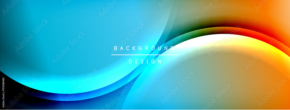 Poster bright rainbow style color gradient with curve round shape line background. vector illustration for 