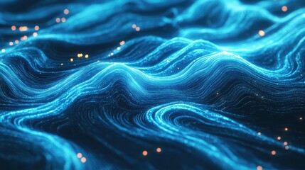 Abstract Waves of Light Over Dark Background with Glitter Detail