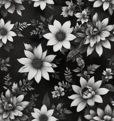 Faded black and white floral design with a grunge texture, gothic, grunge