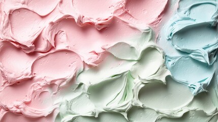 Soft Textured Creamy Pastel Swirls of Pink Green and Blue Colors