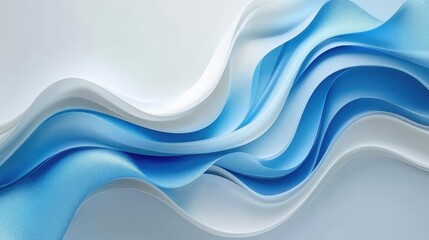Obraz premium Elegant Blue and White Wavy Pattern on a Soft Background Surface