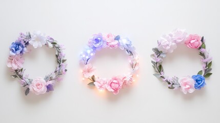 Beautiful Floral Wreaths with Soft Colors and String Lights