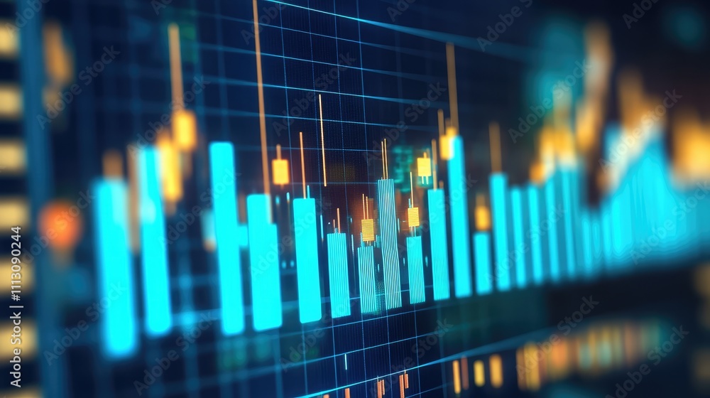 Aufkleber financial data visualization with colorful bar graph and chart