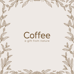 coffee plant border frame decoration vector hand drawn