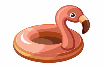 Beautiful flamingo inflatable pool ring vector art illustration