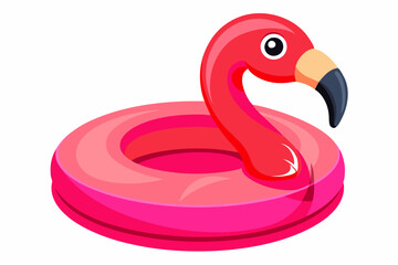 Beautiful flamingo inflatable pool ring vector art illustration